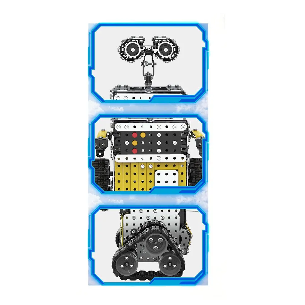 DIY из нержавеющей стали пульт дистанционного управления робот раздвижной блок здание Собранный робот подставка для игрушки все еще для детей
