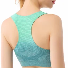 BESGO сексуальная градиент Средний Воздействие Спортивный бюстгальтер дышащая провода Бесплатный Влагоотводящая быстросохнущая Слинг Мягкий Бег Йога Нижнее белье