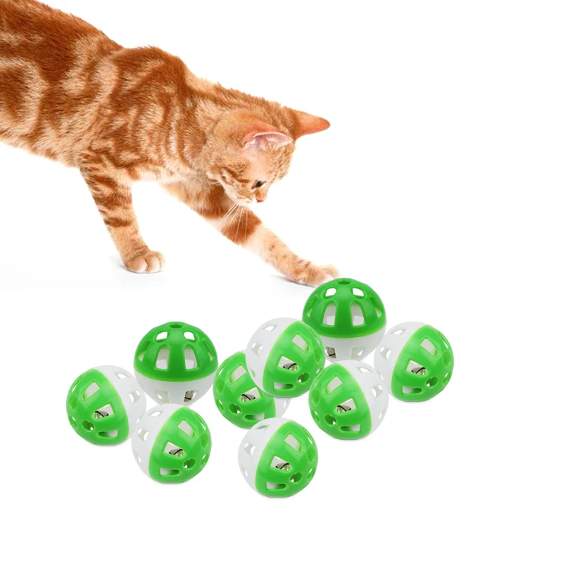 20pcs Plastic Lightweight Cat Pounce Chase Rattle Ball Toy Pet Kitten