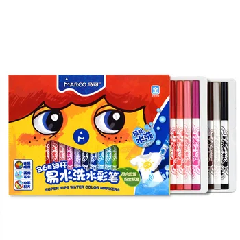 

Marco Kids Art Washable Watercolor Marker Bullet Tip Colored Aquarel Markers Graffiti Paint Drawing Pens Double Lines