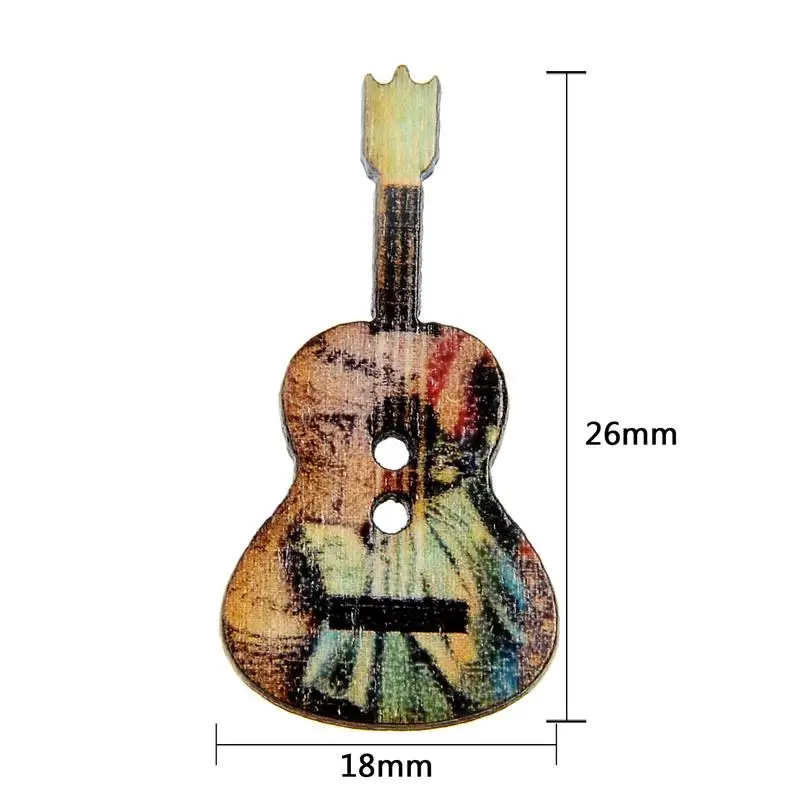 50 шт. 2 отверстия печатных гитары деревянные кнопки для рукоделия Скрапбукинг одежда декоративные пуговицы для шитья 26*18 мм
