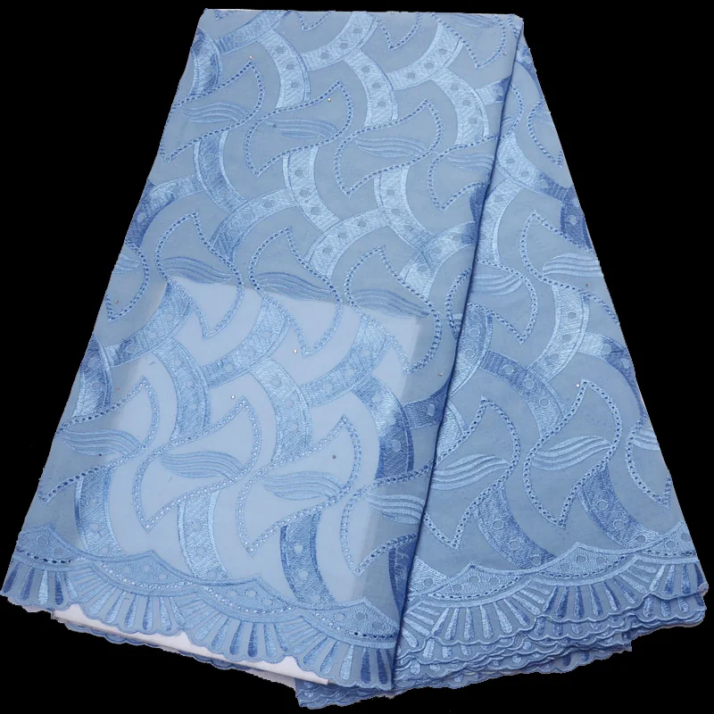 

Free shipping (5yards/pc) High quality Swiss voile lace sky blue African cotton lace fabric for elegant party dress CLP308