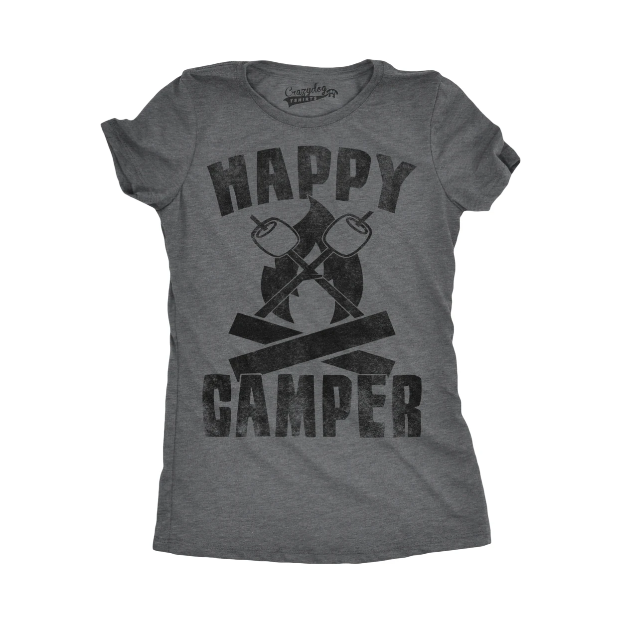 Womens Happy Camper Shirt Funny Camping Shirts Cool Vintage Tees Retro Design