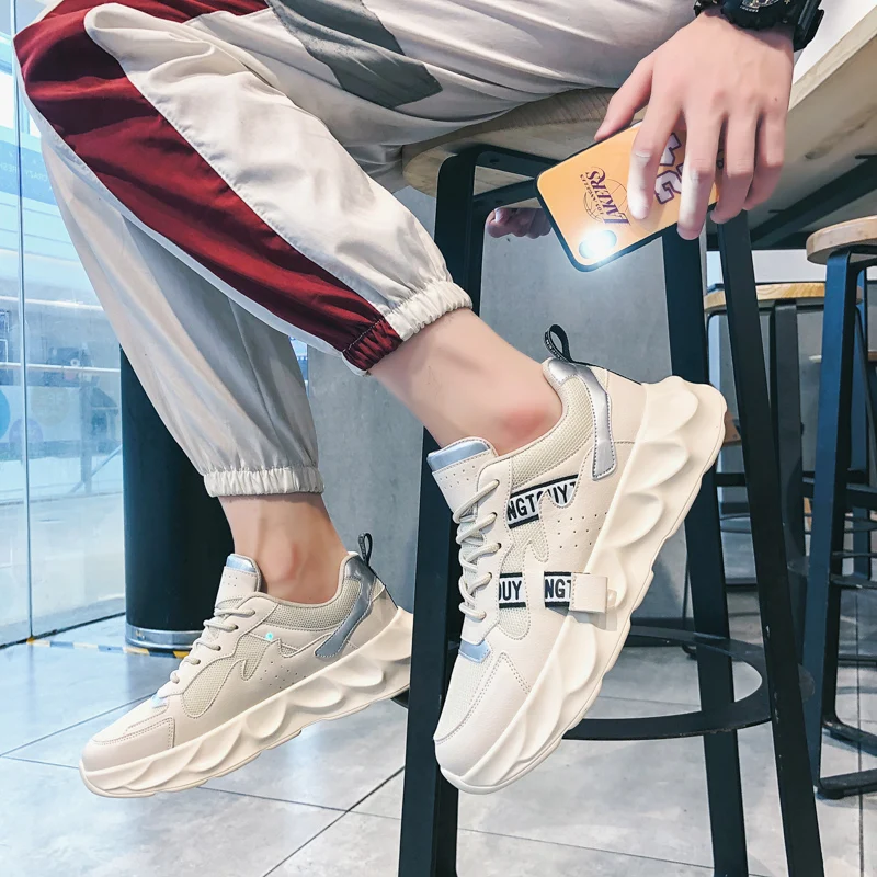 

GOODRSSON Casual Shoes Male Air Mesh Vamp Breathable Lace Up Thick Bottom Increased Height Outdoor Leisure Sports Shoes Male