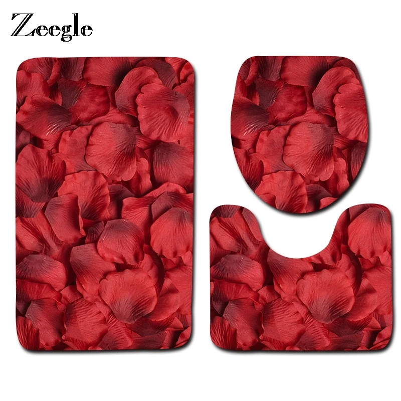 Zeegle Roseleaf Valentine 3 шт. коврик для ванной комнаты впитывающий мягкий