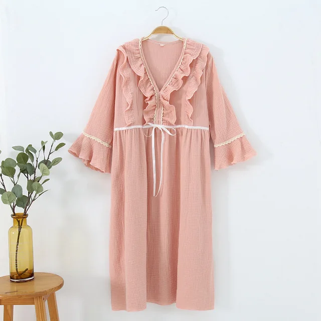 M0034 pink Весна лето платье для беременных, для кормящих женщин хлопок пижама для кормящих верхняя одежда ночная рубашка для мам - Цвет: M0034 pink