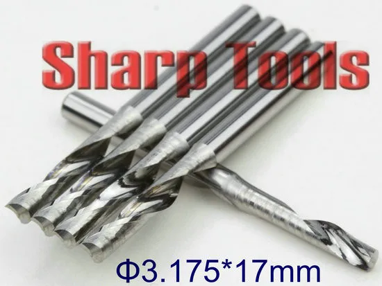 3.175X17mm Tungsten Bit Carbide Mills End Cutter 1 Flute on Aluminium, CNC Router Bits for Aluminum Cutter Milling Machine Tool