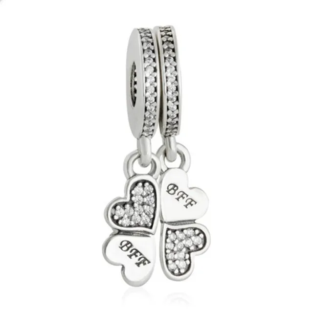 925 Sterling Silver Jewelry Best Friends Forever Bff Clover Pendant 925 Sterling Silver Jewelry Best Friends Forever Bff Clover Pendant Charms Fit Pandora Bracelet