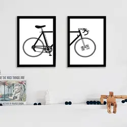 Черный белый велосипед художественный Принт плакат Современная Скандинавская настенная живопись искусство картина холст живопись