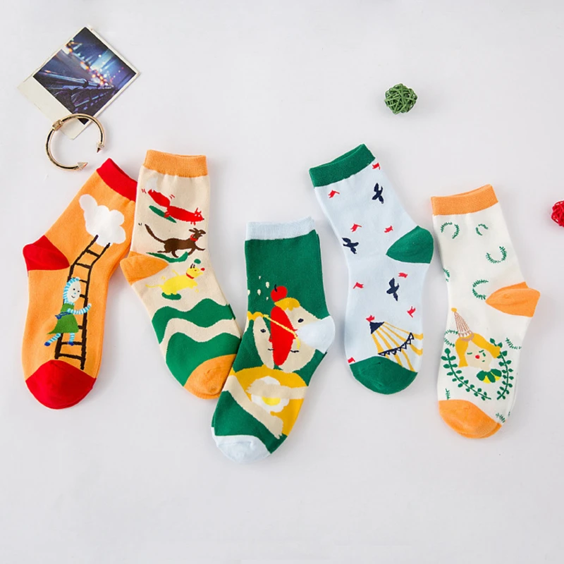 

1Pair/lot 'Funny Circus' Cartoon Fashion Novelty Girls Cotton Socks Women Ladies Winter Autumn Korean Cute Calcetines Mijer A097