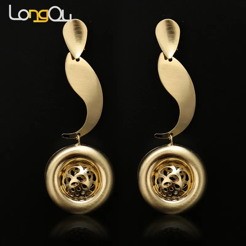 

Trendy Jewellery Gold Color Bridal Wedding Jewelry For Women Gold Color Pendents Necklace Geometric Earrings Sets