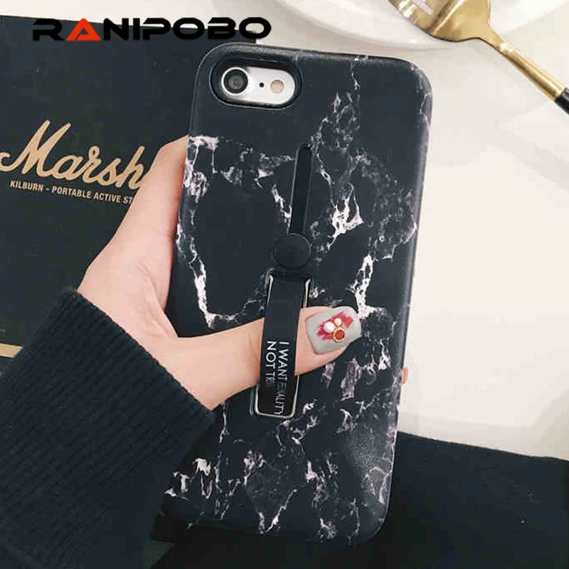 For iphone 6 6s 7 8 Plus X Marble Flower Flamingo Soft silicon Ring Phone Case For iphone 6 Case Hide Stand Holder Cover