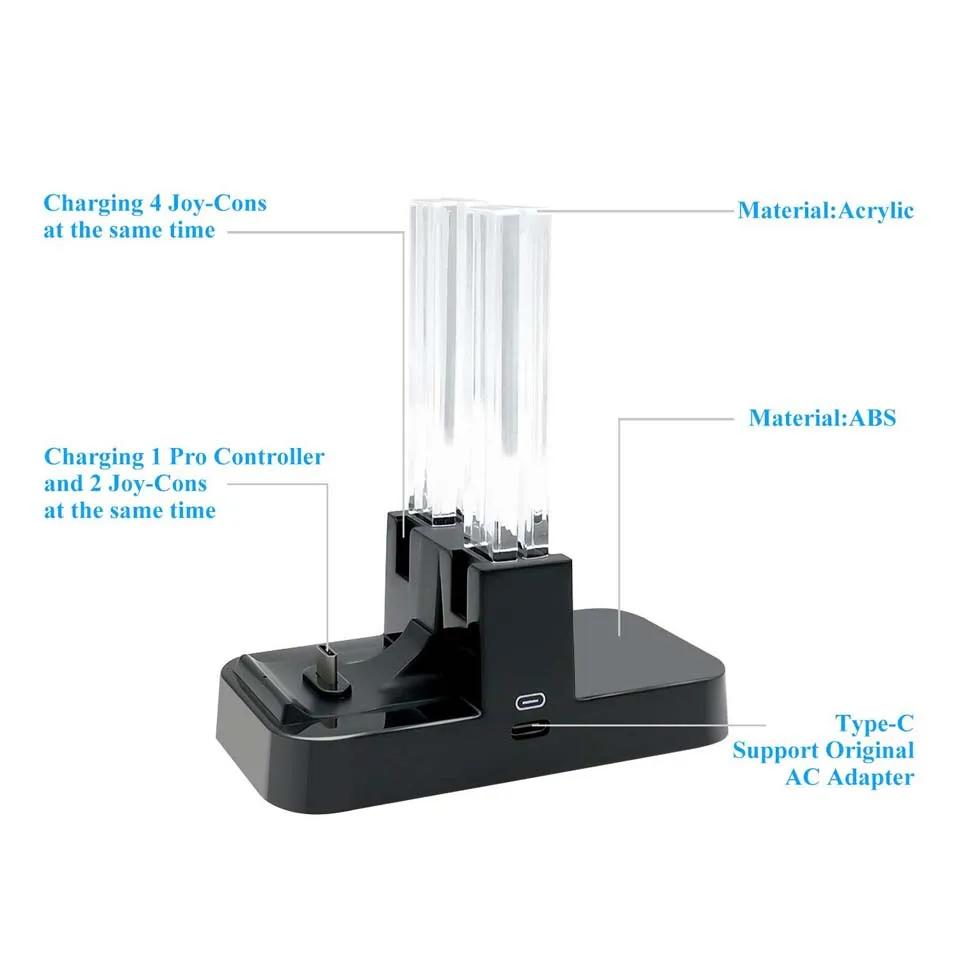 Зарядное устройство с переключателем, док-станция для выключателя Joy-Con/Pro контроллер/док-станция с индикатором зарядки и зарядкой type-C