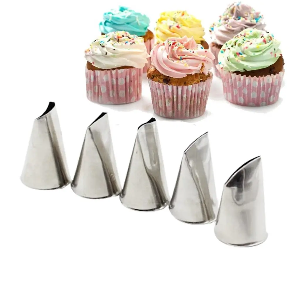 

5pcs/Set Rose Petal Icing Piping Nozzles DIY Cake Cream Decorating Tips Set Stainless Steel Baking Cupcake Pastry Tools