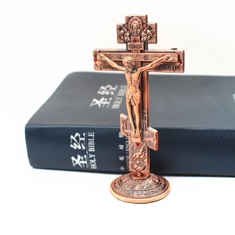 

Russian Style 3 Bar Orthodox Blessing Hand Cross Old Slavonic Church