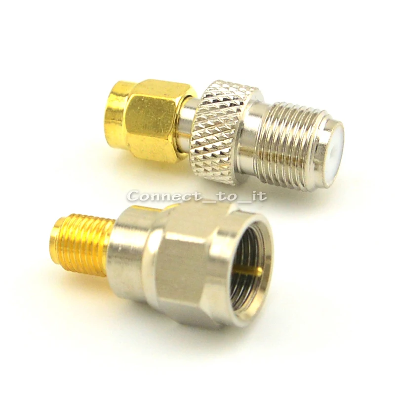 

SMA Female Jack Goldplated to F Male Plug Straight Connector Adapter + SMA Male Goldplated to F Female RF Connector Adapters