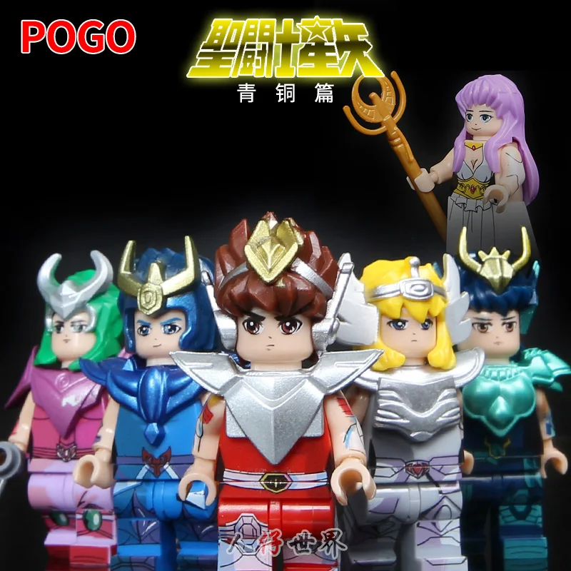

POGO Mini Building Blocks figures knights of the zodiac Saint Seiya Athena Shiryu Children Gift Toys PG8128 Single Sale retail