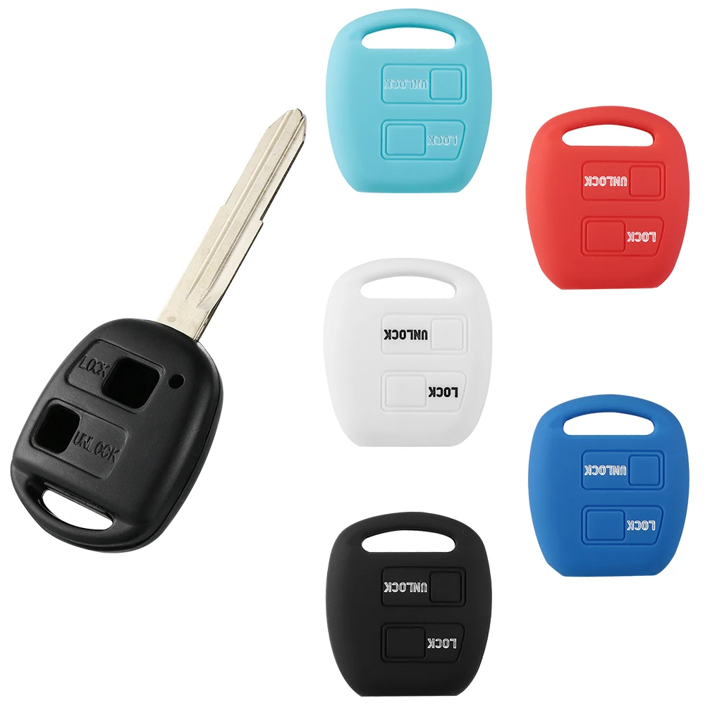 

2 Buttons Silicone Car Key Cover Controller Case For Toyota Land Cruiser Yaris Rav4 Portable Remote Fob