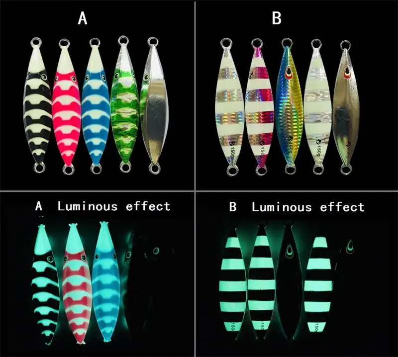5 шт. 150 г/200 г/250 г медленно тонущий джиг встряхнуть металлический Джиг Рыболовная ложка светящиеся приманки жесткий свинец глубоководная Мормышка, приманки для рыбалки