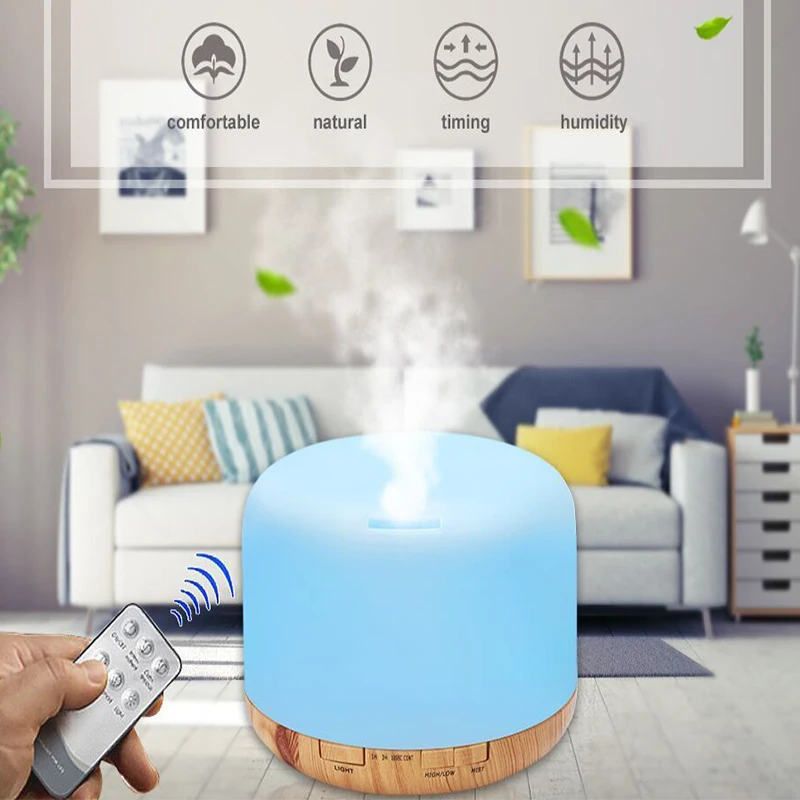 

500ml Remote Control Ultrasonic Air Humidifier Essential Oil Diffuser Lamp Aromatherapy Aroma Diffuser Mist Maker Humidifier