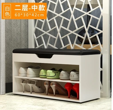 Луи Мода Современный простой шкаф для обуви замена табурета - Цвет: White double decker