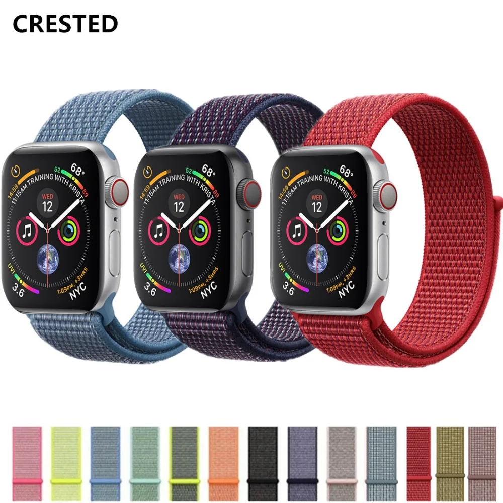 

CRESTED Sport Loop strap For Apple Watch band 4 42mm 38mm iwatch band 3 44mm 40mm correa Nylon wrist bracelet watch Accessories