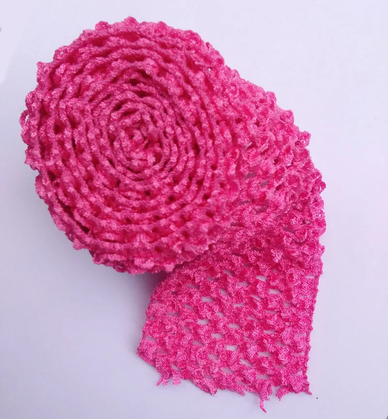2,7" вязанные крючком ленты-пачки, эластичная повязка на голову с эластичным поясом, повязка на голову, повязки для юбки-пачки, 1 метр в партии - Цвет: Rose pink 1 meter