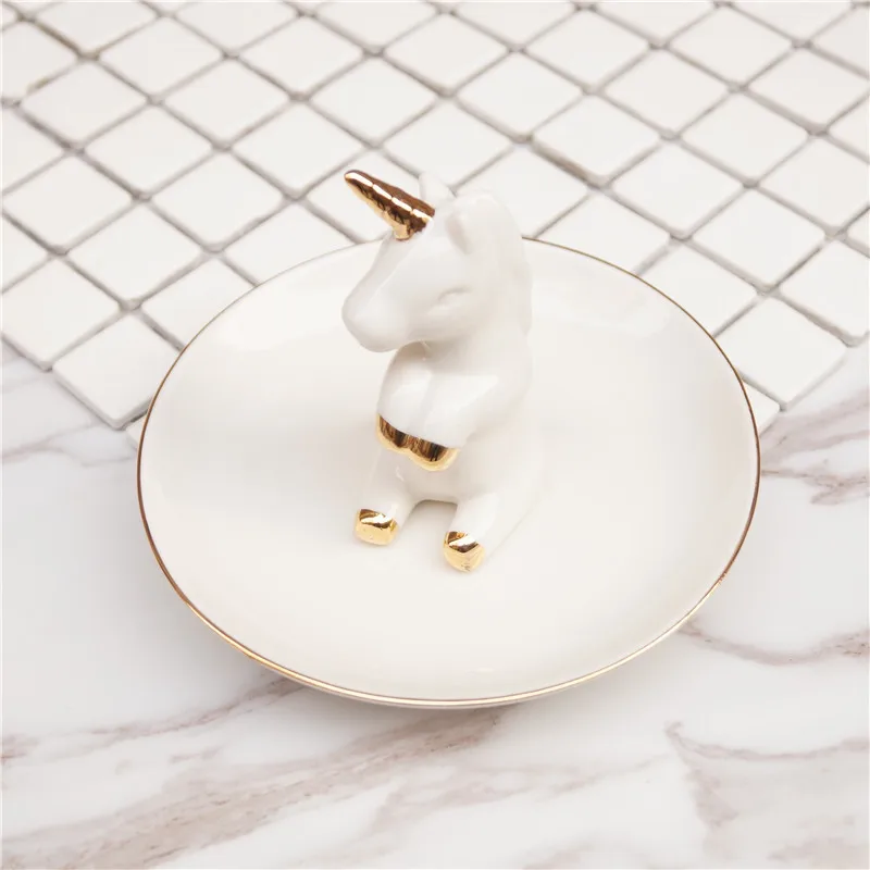 

1PCS Ceramic Unicorn dog shape bowls ice cream plates Decoration Crafts Snack candy storage tray Rings Jewelry dish Snack dish