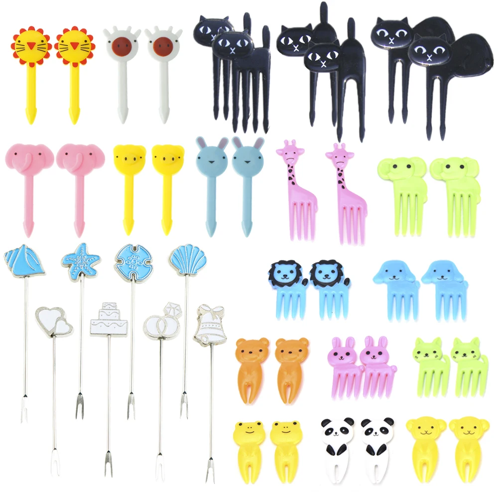 

4/6/10pcs/pack Sea Animal Farm Fruit Fork Mini Cartoon Children Snack Cake Dessert Pick Toothpick Bento Lunches Party Decoration