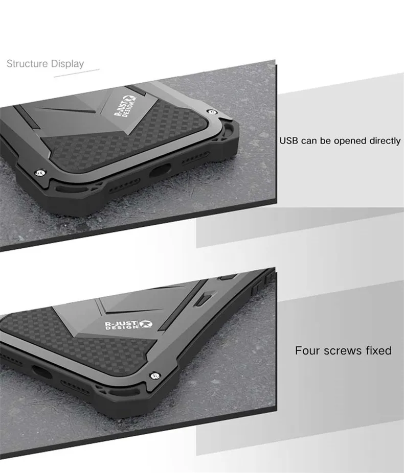 R-JUST для iPhone Xs чехол для MAX XR Coque водонепроницаемый ударопрочный Прочный металлический чехол для iPhone 7 8 Plus X полная защита