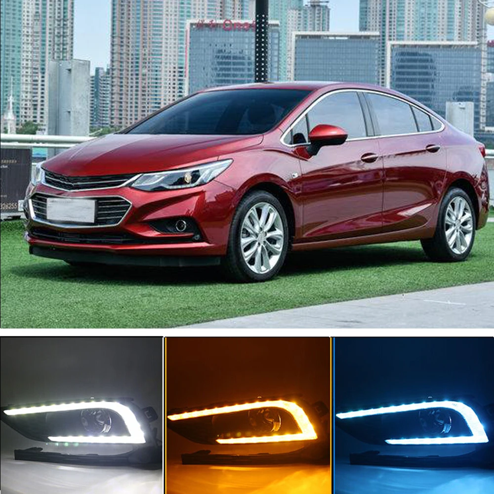 

CAPQX 1 Pair For Chevrolet Cruze 2017-2018 LED Daytime Running Light DRL Day Light Front Bumper Driving light Fog Lamp Cover