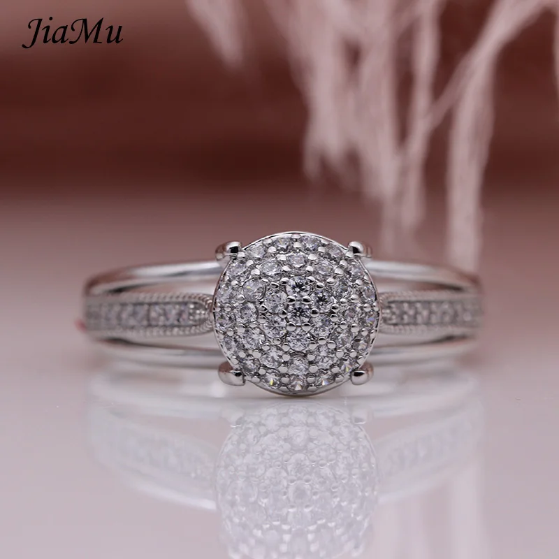 JiaMu новинка хит продаж модное изысканное кольцо с фианитом 585 пробы розовое