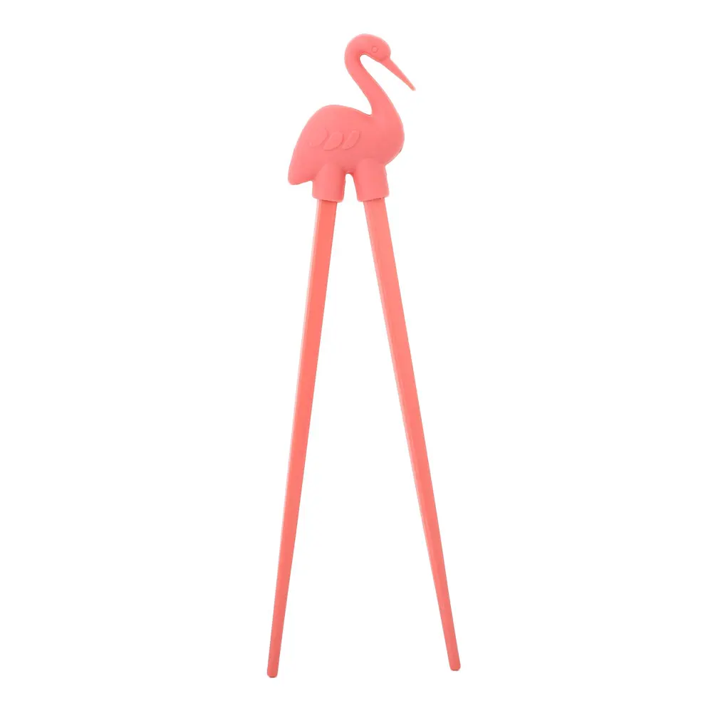 1 пара Детские палочки для еды мультфильм Фламинго стиль начинающих обучение потребление пищи помощник инструмент китайский Чоп палочки обучающий - Цвет: Сливовый