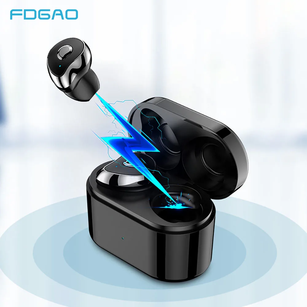 FDGAO Беспроводные Bluetooth 5 0 наушники мини спортивные микрофон коробка для зарядки