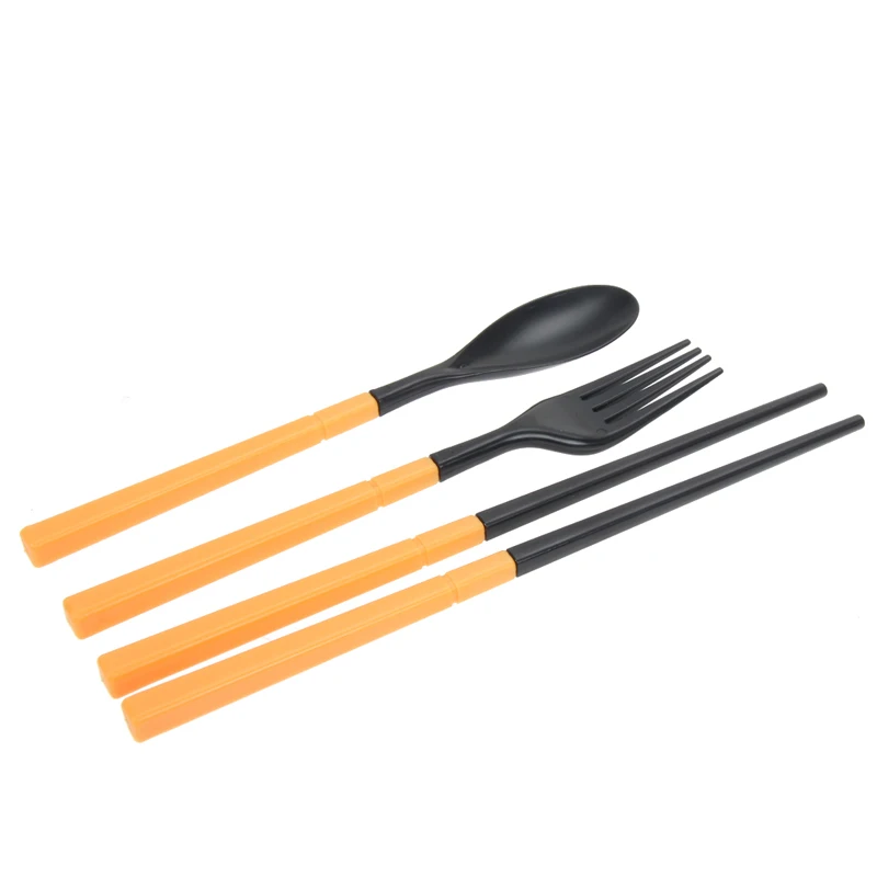Material ABS ecológico 3 en 1 Picnic vajilla portátil palillos cuchara tenedor caja de almacenamiento kit de viaje de acampar al aire libre