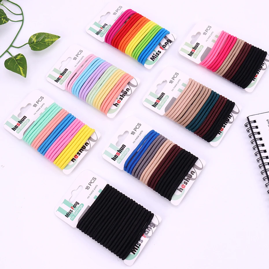 18PCS/Sets Kids Color Hair Tie Set Women Fashion Hair Bands Hair Accessories Trendy Hairband Women Elastic Sets Braid Elastic wide headbands for short hair