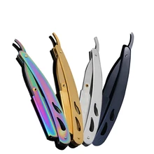 Мужская прямая бритва премиум класса из нержавеющей стали, цветная Парикмахерская бритва для бритья, безопасный нож для стрижки лица, бороды, ручная бритва в сложенном виде