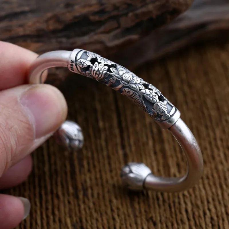 

Bijoux Carters Head over mid annular purse Bangles 100% S990 sterling silver Bracelet Bangle for men or women jewelry GB14