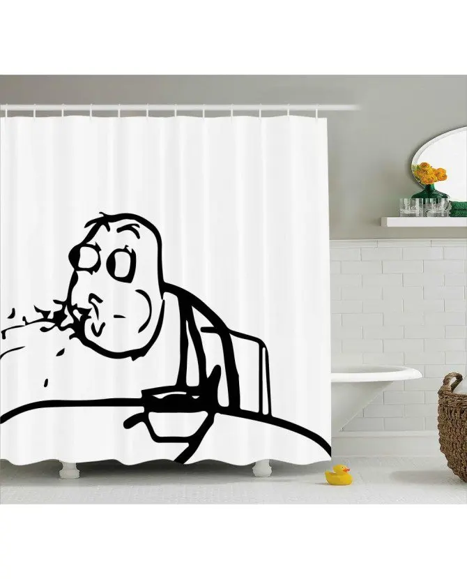 Humor Shower Curtain Wierd Meme Troll Comics Print For