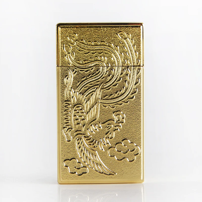 

New style Butane gas lighter Square shape Double-sided Emboss metal Windproof torch lighters
