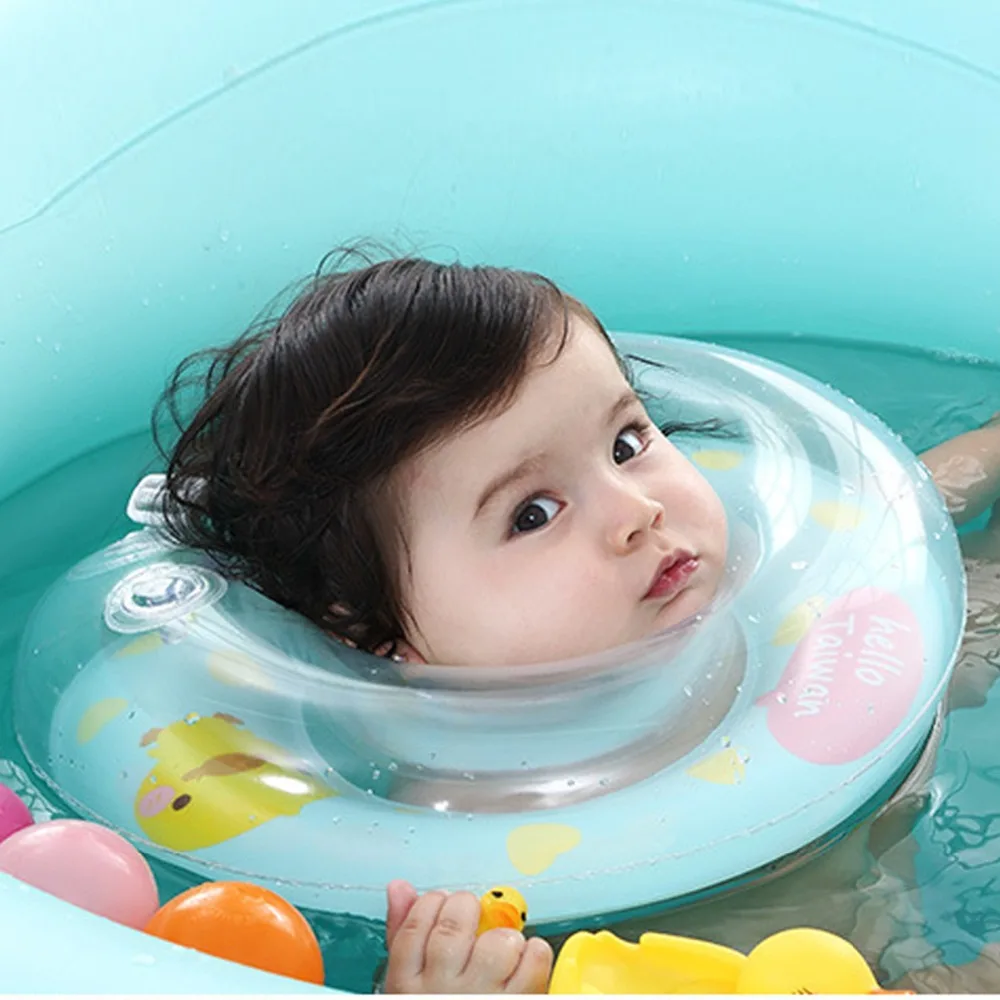 Поплавок шеи ребенка плавать тренер дети младенческой регулируемая двойной поручень безопасности thickend новорожденный бассейн шеи кольцо для 0-24 месяцев