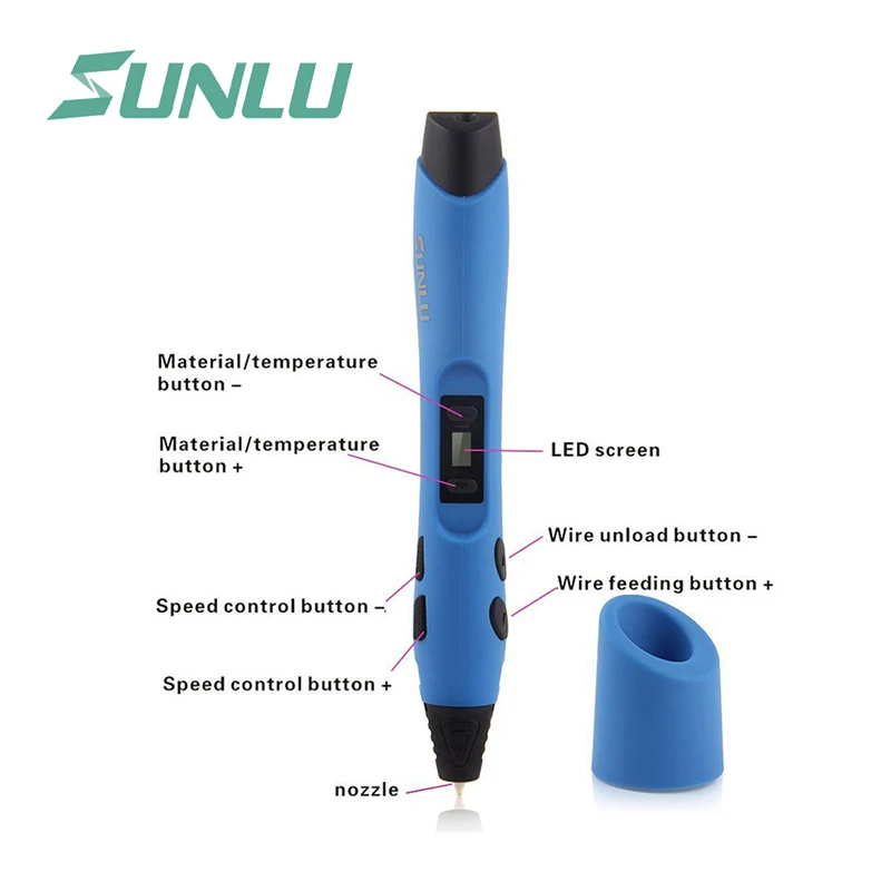 SUNLU 3D printing pen SL-300A support PLA/ABS/PCL Filament 1.75mm Low Temperature & Speed Control & Adjustable Temperature 3d printing pen