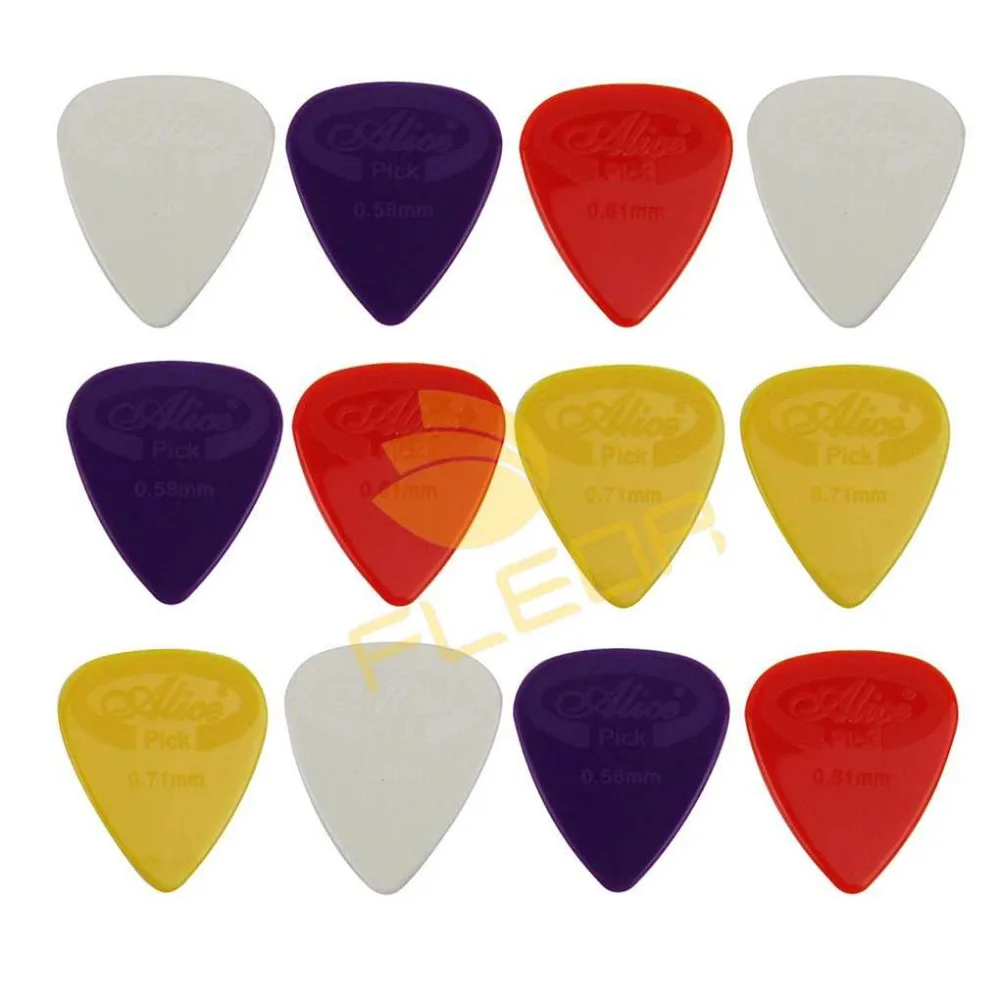 NEW Alice 12pcs Acoustic Electric Guitar Picks Plectrums Projecting