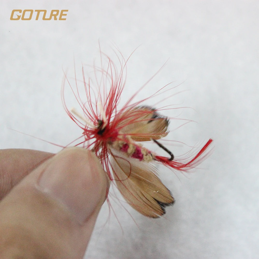 Goture 48 pcs/Lot Fly Fishing Lure Butterfly Dry Flies Insects Single Hook Bait Trout Salmon