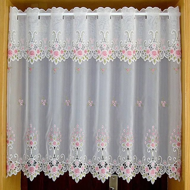 Campagna Half-Ombreggiatura Luce tenda Ricamato In Tulle Mantovana Tenda Caffè p Campagna Half-Ombreggiatura Luce tenda Ricamato In Tulle Mantovana Tenda Caffè p