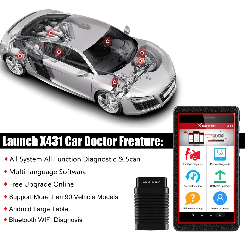 LAUNCH X431 Pro Mini WiFi Bluetooth OBD2 полная система автомобильный диагностический ЭБУ кодирование SAS EPB ABD DPF обновление онлайн Авто сканер инструмент