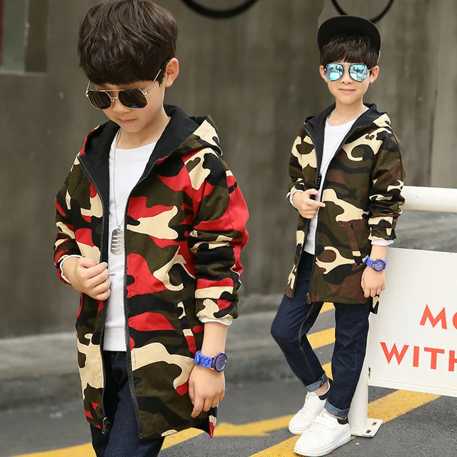 Boy Hoodies Children Double-side Wear Parka Spring Teenager Boys Camouflage Jacket Outwear Kids Coat  Baby Boys Clothing 4