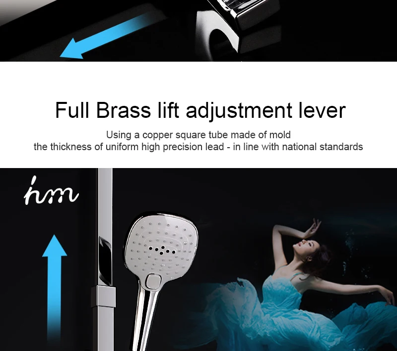 Bathroom Shower System Faucet Set with Rainfall Shower Head & Handheld Brass Thermostatic Water Rainfall Shower Set Faucet (18)