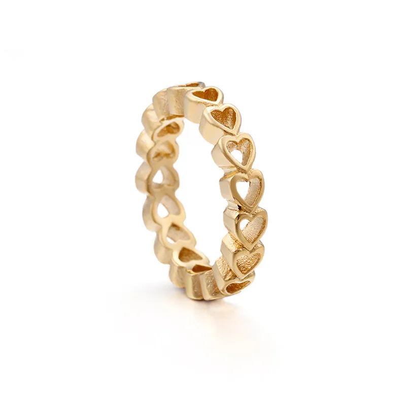 Новая мода Нержавеющая сталь золото/серебро Цвет женское кольцо кольца в виде сердца для Для женщин украшения на свадьбу, годовщину