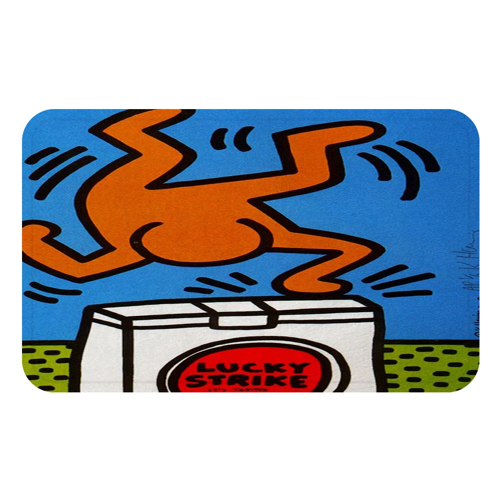 Keith Haring поп-арт Lucky Strike охлаждающий коврик для ванной комнаты Декоративные Нескользящие Коврики для автомобиля пол бар ковры домашний декор для дверей подарок